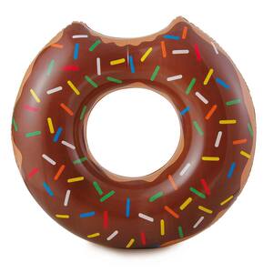 Gourmet Chocolate Doughnut Inflatable Pool Tube - Novelty Floating Food Swim Ring
