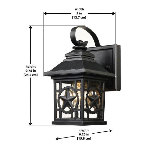 Laredo Texas Star 1 Light Black Outdoor Wall Lantern Sconce With Seeded Glass Ou080419 5s The Home Depot Laredo Texas Star 1 Light Black Outdoor, Wythe 1 Light Black Outdoor Wall Lantern Sconce With Seeded Glass