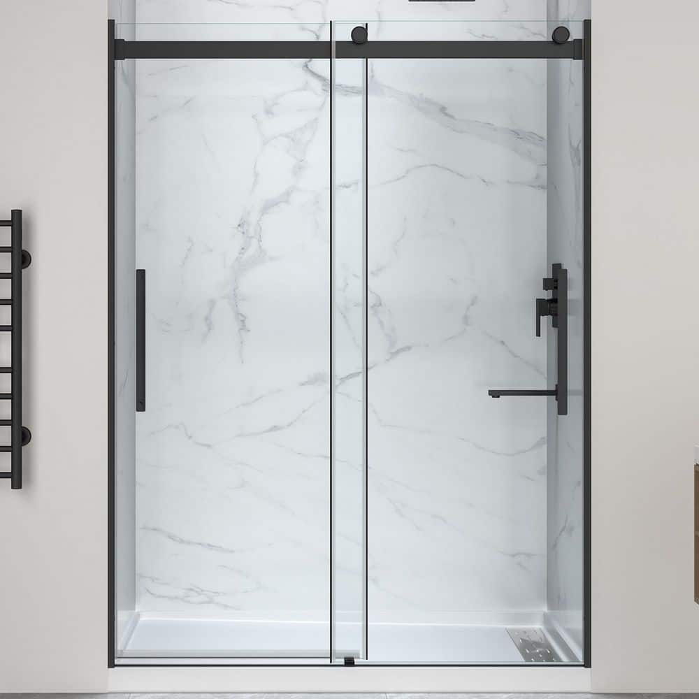 Stellar 60 in. L x 32 in. W x 76 in. H Alcove Shower Kit with Sliding Frameless Shower Door and Right Drain Shower Pan price history on PriceWatchPro