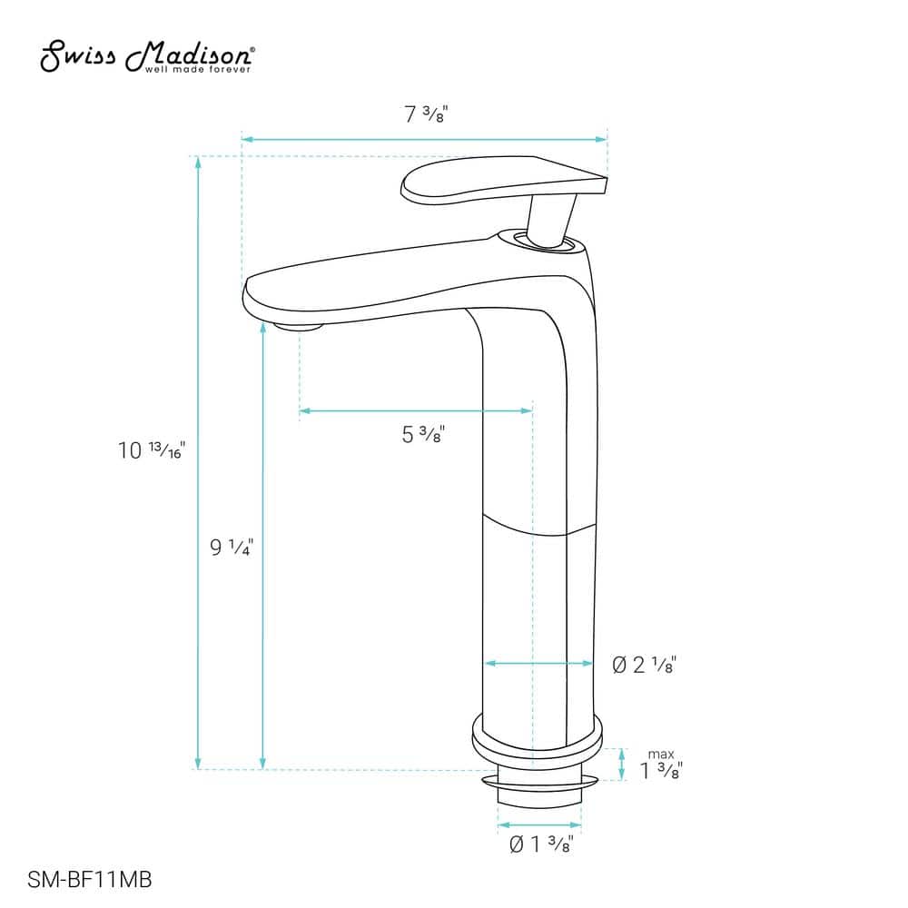 Sublime Matte Black Brass Single-Handle Bathroom Faucet