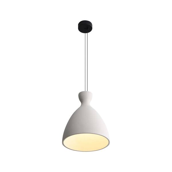 Golden Lighting - Aethera 15-Watt 1 Light White Sandstone Cement Integrated LED Pendant Light with White Sandstone Cement Shade