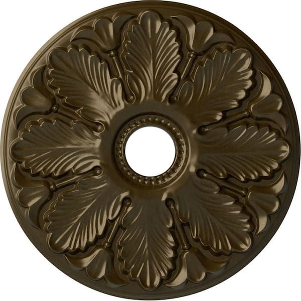 Ekena Millwork 24-1/2" x 3-1/2" ID x 1" Milan Urethane Ceiling Medallion (Fits Canopies upto 4-5/8"), Brass