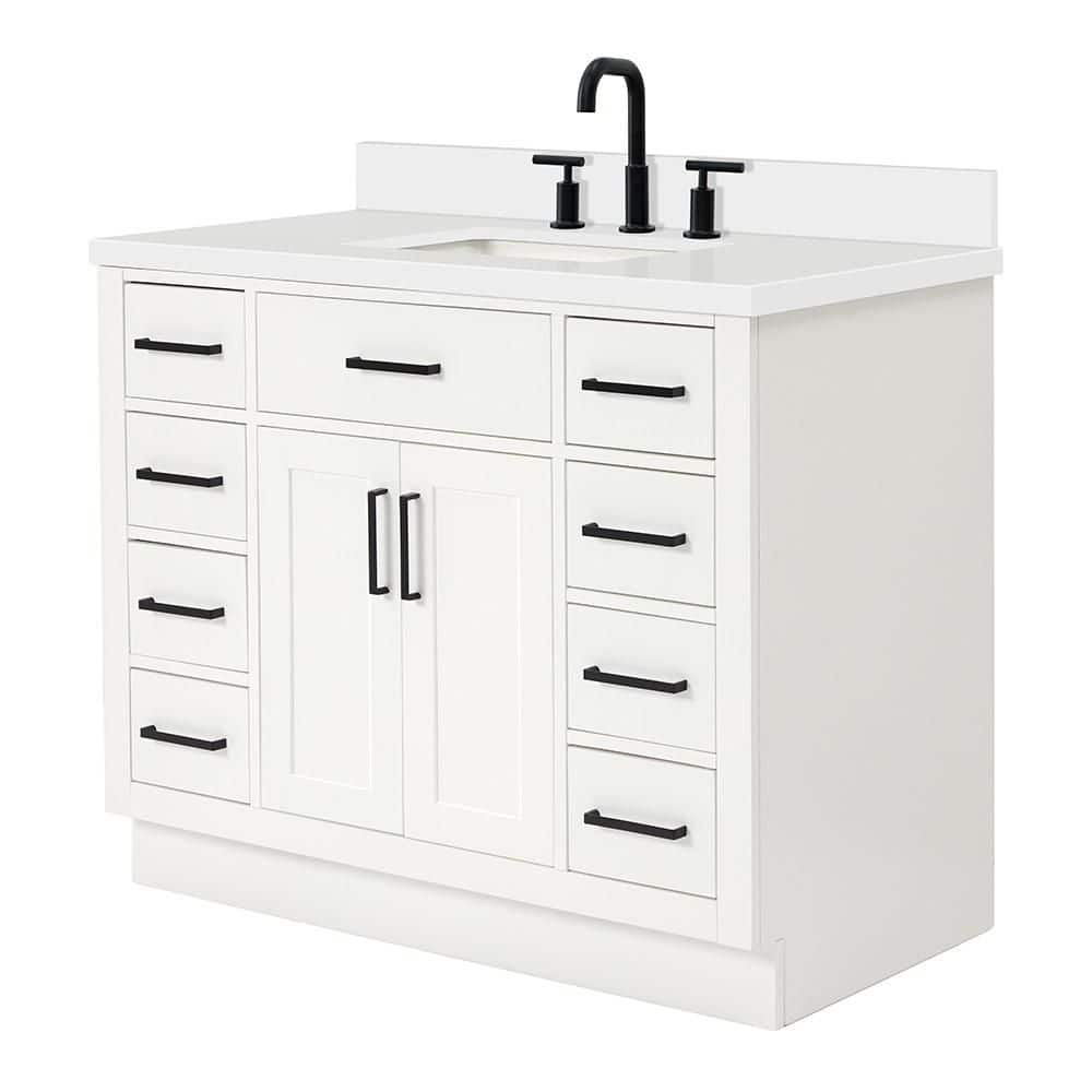 Hepburn 43" White Hardwood Freestanding Single Vanity Set