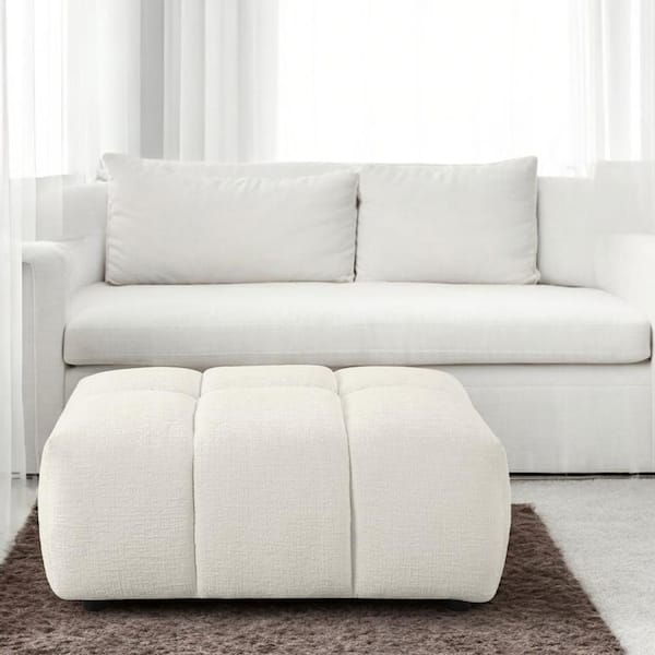 Acme Furniture Loanna Beige Linen Linen Rectangle Accent 19 in. Ottoman