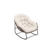 HOMEFUN Deluxe Oversized Wicker Rattan Padded Steel Frame Outdoor Rocking Chair with Olefin Cream White Cushion HFHDHW-850OWH