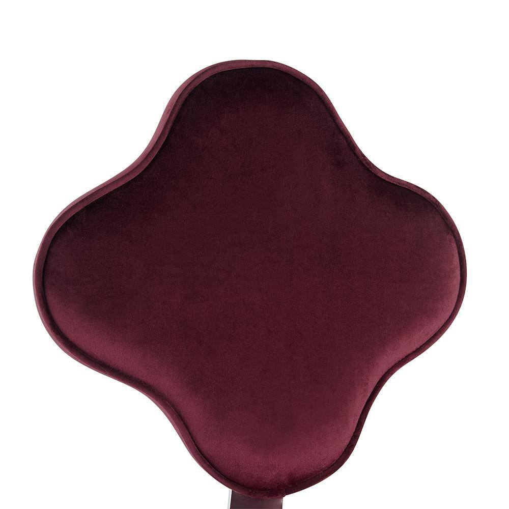 Red Velvet Clover Leaf Swivel Office Chair with Metal Base