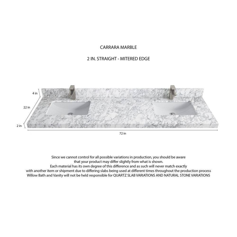 Hudson 72" Hale Blue Double Sink Vanity with Carrara Marble Top
