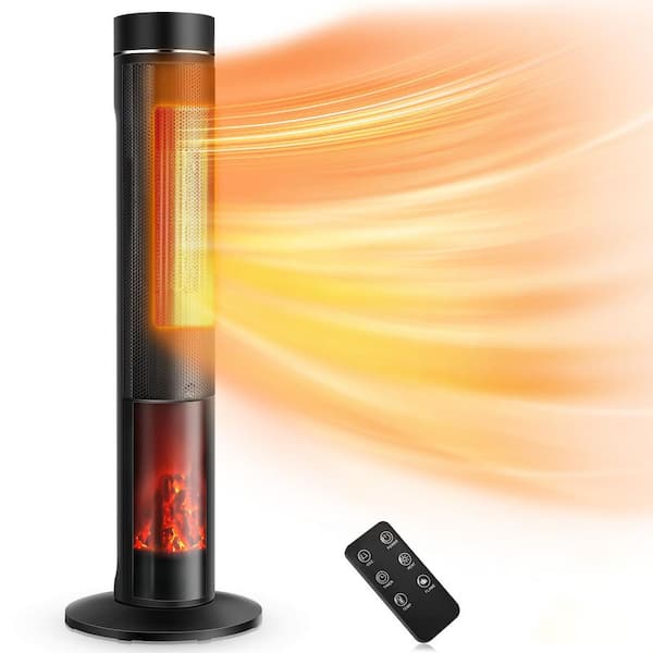 Infrared Electric Patio Heater, 1500-Watt Outdoor Heaters for Patio with Overheat Protection, Metal, Black