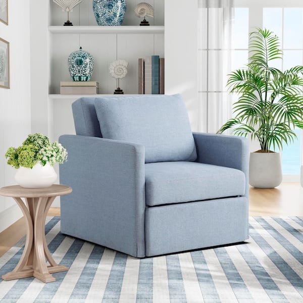 Boston 35 in. Blue Woven Twin Size Sofa Bed