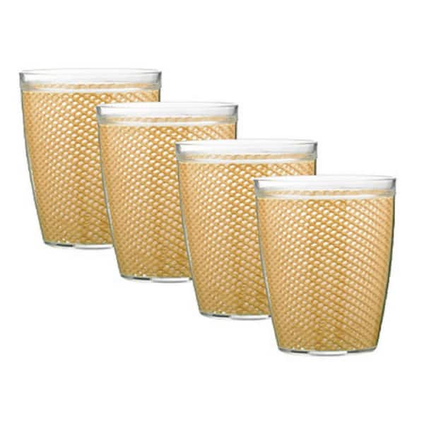 Kraftware Fishnet 14 oz. Camel Insulated Drinkware (Set of 4)