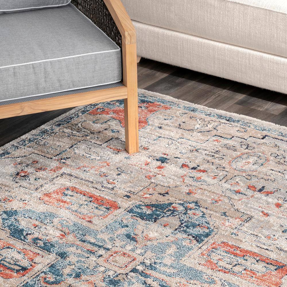 Regal Charm 4x6 ft Stonewashed Blue Polypropylene Area Rug