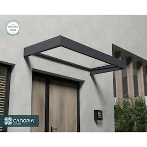 Sophia 3 ft. x 7 ft. Gray/Clear Door and Window Fixed Awning