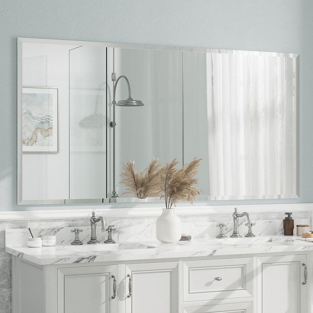 72 in. W x 36 in. H Rectangular Beveled Frameless Tempered Glass Wall Mount Bathroom Vanity Mirror with 5-year Warranty price history on PriceWatchPro