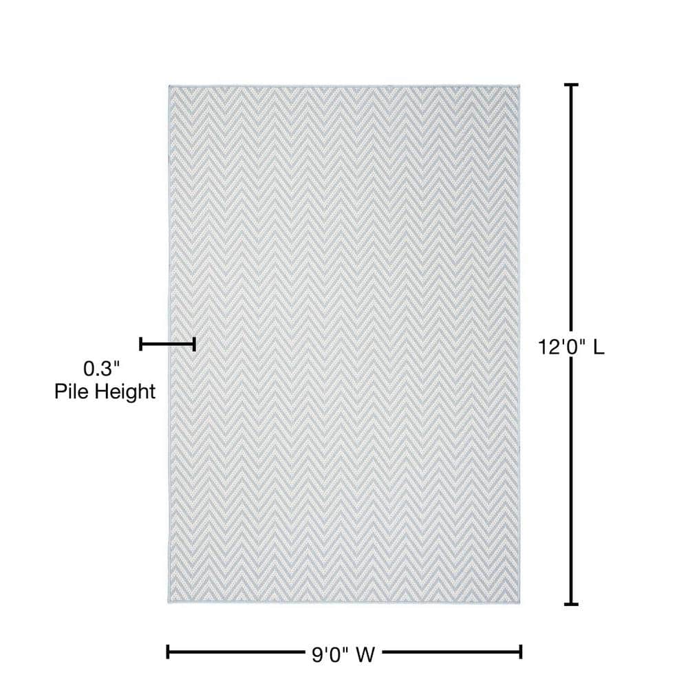 Gray Chevron Flatweave Washable 9' x 12' Synthetic Rug