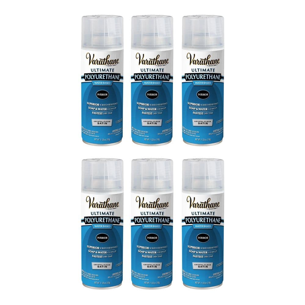 Varathane 11.25 oz. Clear Satin Water-Based Interior Polyurethane Spray Paint (6-Pack)