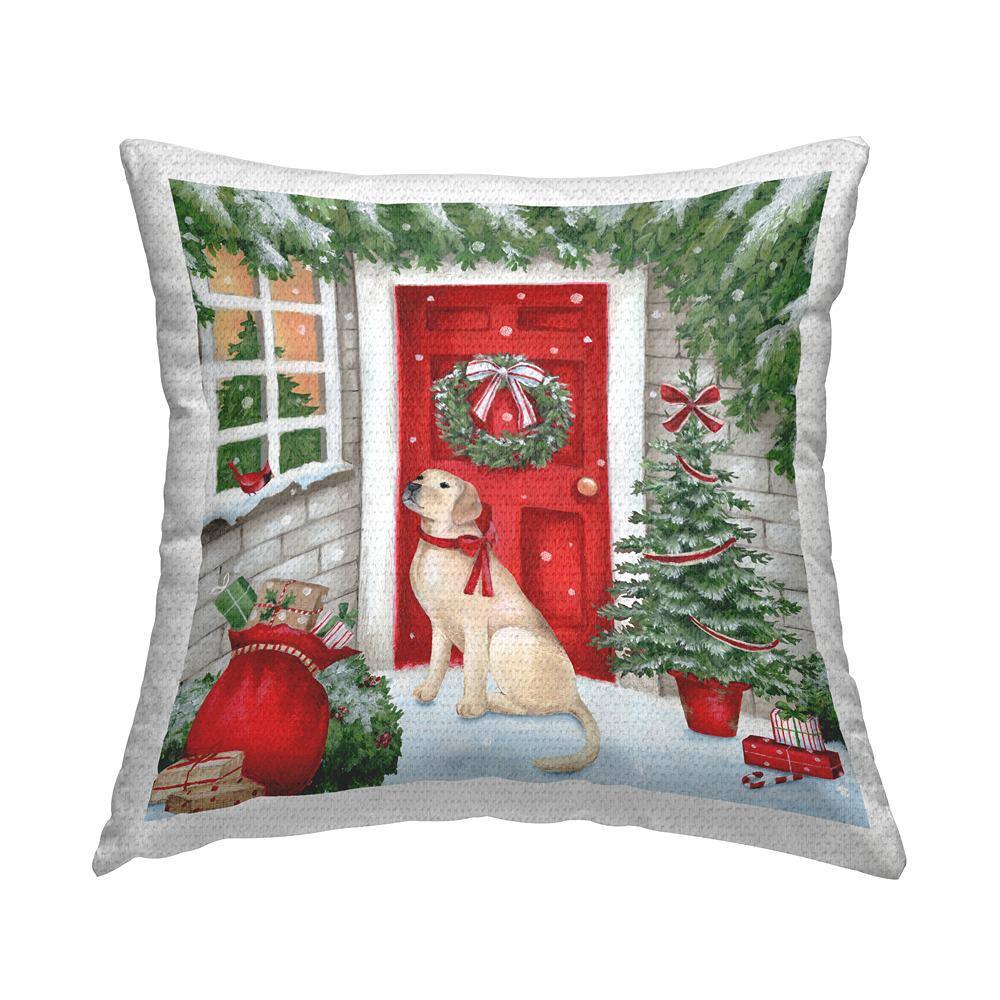 Dog On Doorstep Christmas Gifts Green Square Outdoor Throw Pillow price history on PriceWatchPro