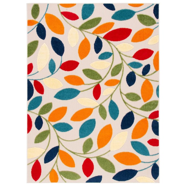 SAFAVIEH Cabana Ivory/Green 3 ft. x 5 ft. Scroll Leaf Indoor/Outdoor Area Rug