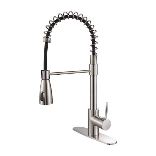 cobbe High Arc Single Handle Touchless Spring Pull Down Sprayer Kitchen Faucet with 2-Function Sprayer in Brushed Nickel