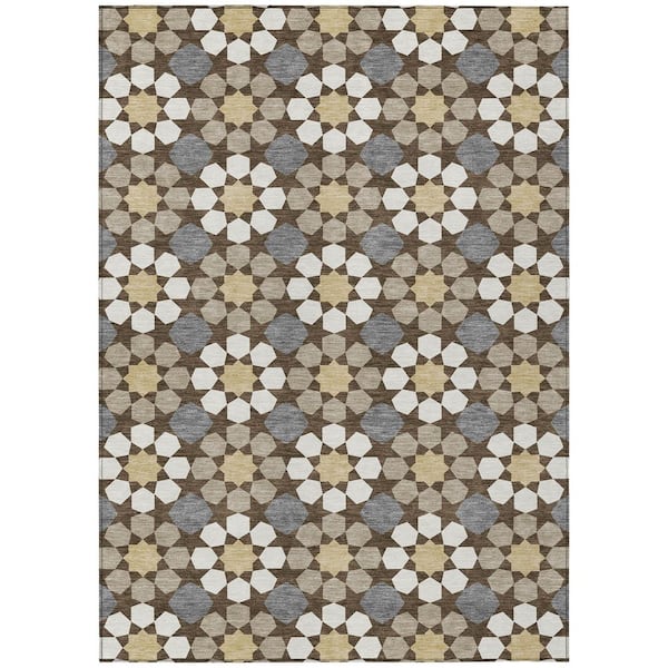 Chantille Machine Washable Indoor/Outdoor Abstract ACN2984 Chocolate 10 ft. x 14 ft. Area Rug
