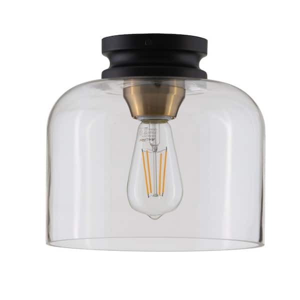 STANFORD LIGHTING Asti 1-Light Black Flush Mount with Clear Glass Shade