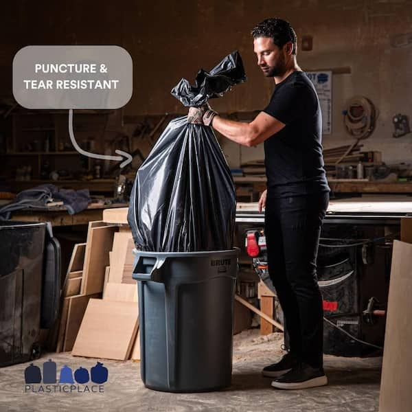 55-60 Gallon Contractor Trash Bags - Black, 32 Bags - 3 Mil