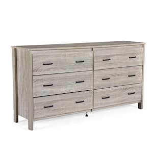 Hysham 6-Drawer Sonoma Oak Dresser 31.8 in. H x 60.75 in. W x 16 in. D