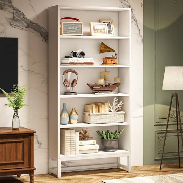 木製ラック・ウッドラック PACIFIC FURNITURE SERVICE BOOK CASE BYBLIGHT Eulas 70.8 in. Tall White Wood 5-Shelf Standard