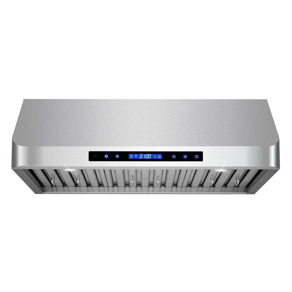 36 in. Smart Wall Mount Ducted Range Hood in Stainless Steel 900 CFM Gesture Control LED Lights Baffle Filters Delay Off price history on PriceWatchPro
