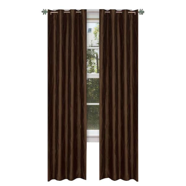 Lavish Home Taupe Polyester Grommet Curtain - 56 in. W x 84 in. L (1 Pair)
