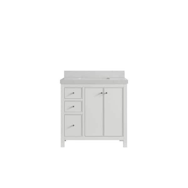 Willow Collections Chicago 36 in. Single Sink Freestanding White Bath Vanity with Carrara Qt. Top Unassembled