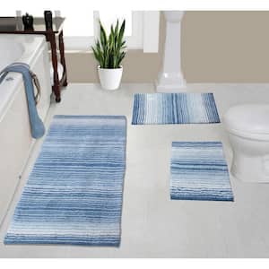 100% Cotton Gradiation Collection Machine Washable 3-Pcs Set with Runner, Blue