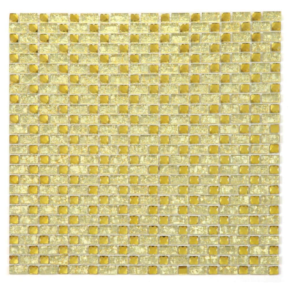 Artistic Jewels Yellow Gold Diamond 12 in. X 12 in. Decorative Brick Mosaic Glass Wall Tile (9 sq.ft./Case) price history on PriceWatchPro