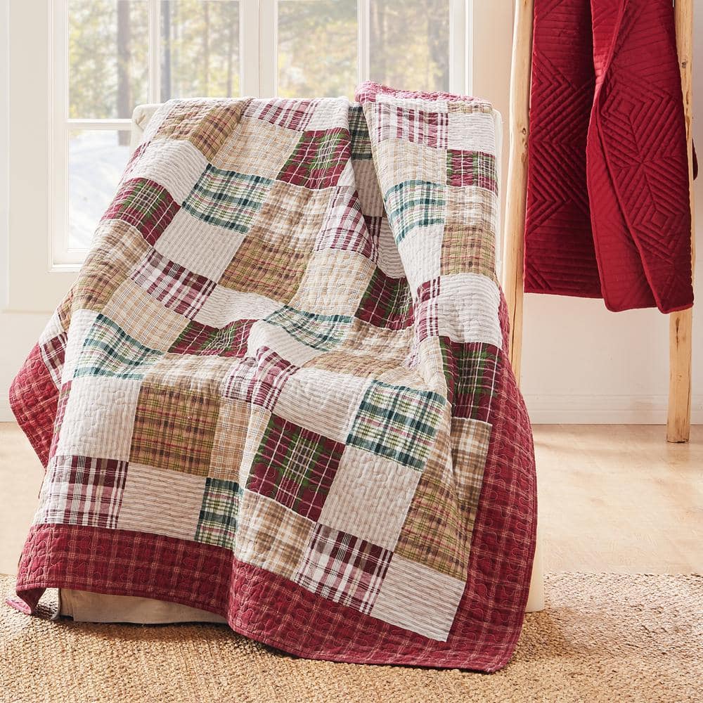 Oxford Multicolor Cotton Reversible Throw Blanket, 50x60-inch