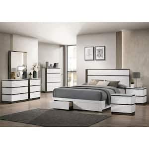 Summit Run 6-Piece White Wood Eastern King Bedroom Set with Underbed Storage