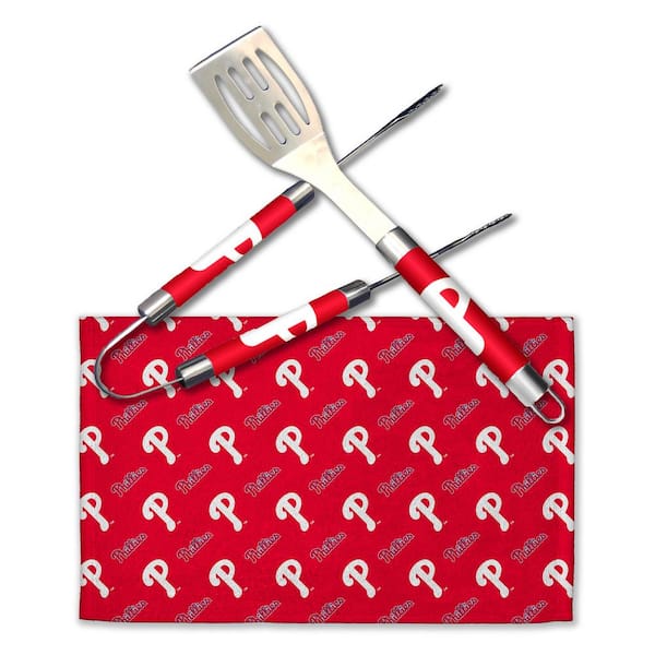 THE NORTHWEST GROUP MLB Phillies Stainless Steel BBQ Grilling Utensil Set Outdoor Kitchen Accessories