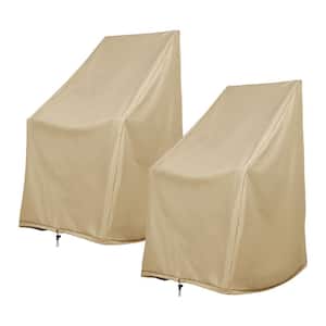 Set of 2 45.25 in H Khaki Polyester Weatherproof Outdoor Rocking Chair Cover, Patio Furniture Covers