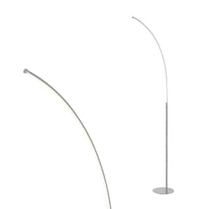 Curva 64 in. Chrome Metal Minimalist Modern LED Integrated Floor Lamp