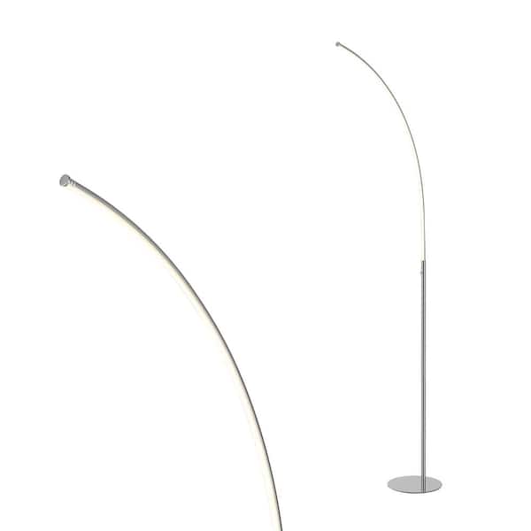 Curva 64 in. Chrome Metal Minimalist Modern LED Integrated Floor Lamp