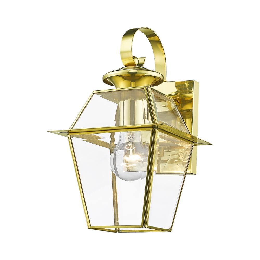 Elegant Westover Outdoor Wall Lantern in Polished Brass with Clear Glass