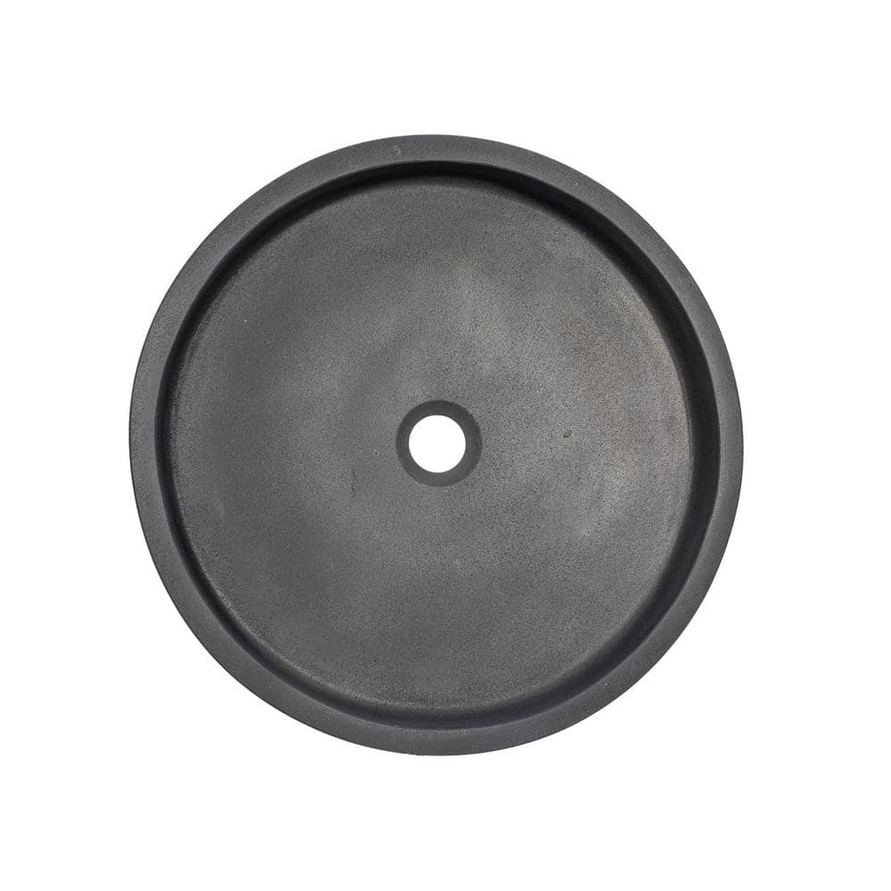 Sleek Honed Black Lava Stone 18'' Circular Vessel Bathroom Sink