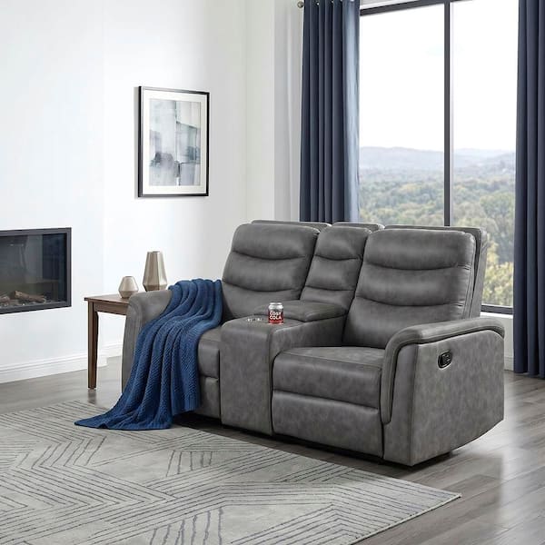 Lazzara Avelon 73 in. Microfiber Manual Double Glider Reclining 2