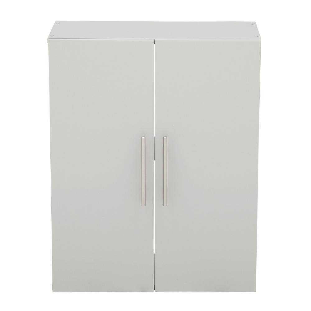 Light Gray Wall-Mounted Office Cabinet with Adjustable Shelving