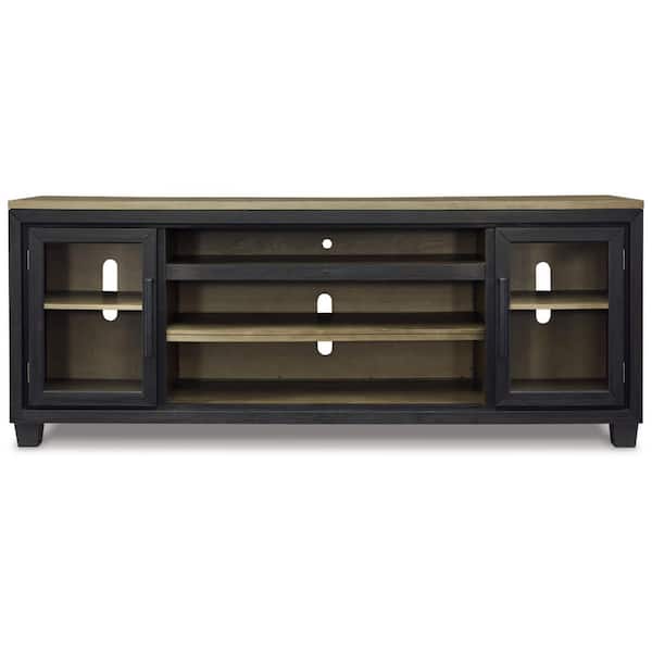 Foyland Black/Brown TV Stand Entertainment Center Fits TV's up to 95 in. with Adjustable Shelves