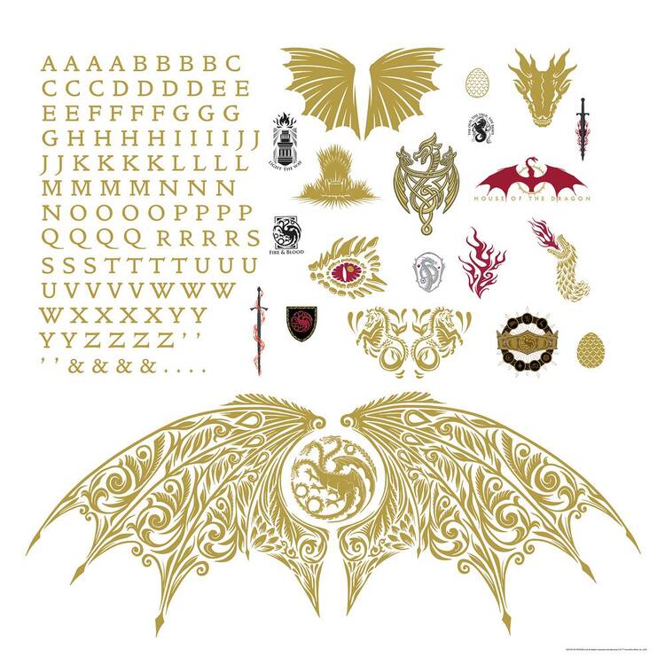 RoomMates House of The Dragon Giant Peel and Stick Multi-Colored Wall Decals with Alphabet