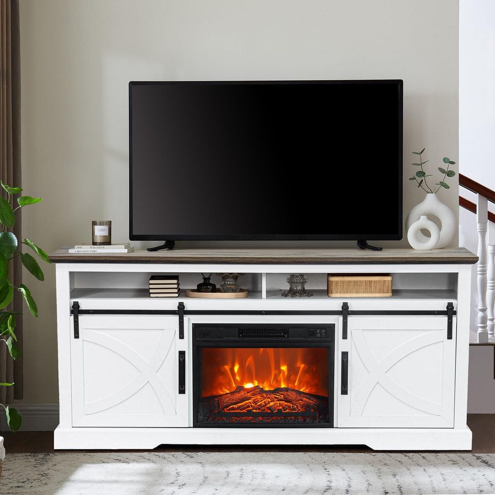 IHOMEadore 68 in. Freestanding Media Console Electric Fireplace TV