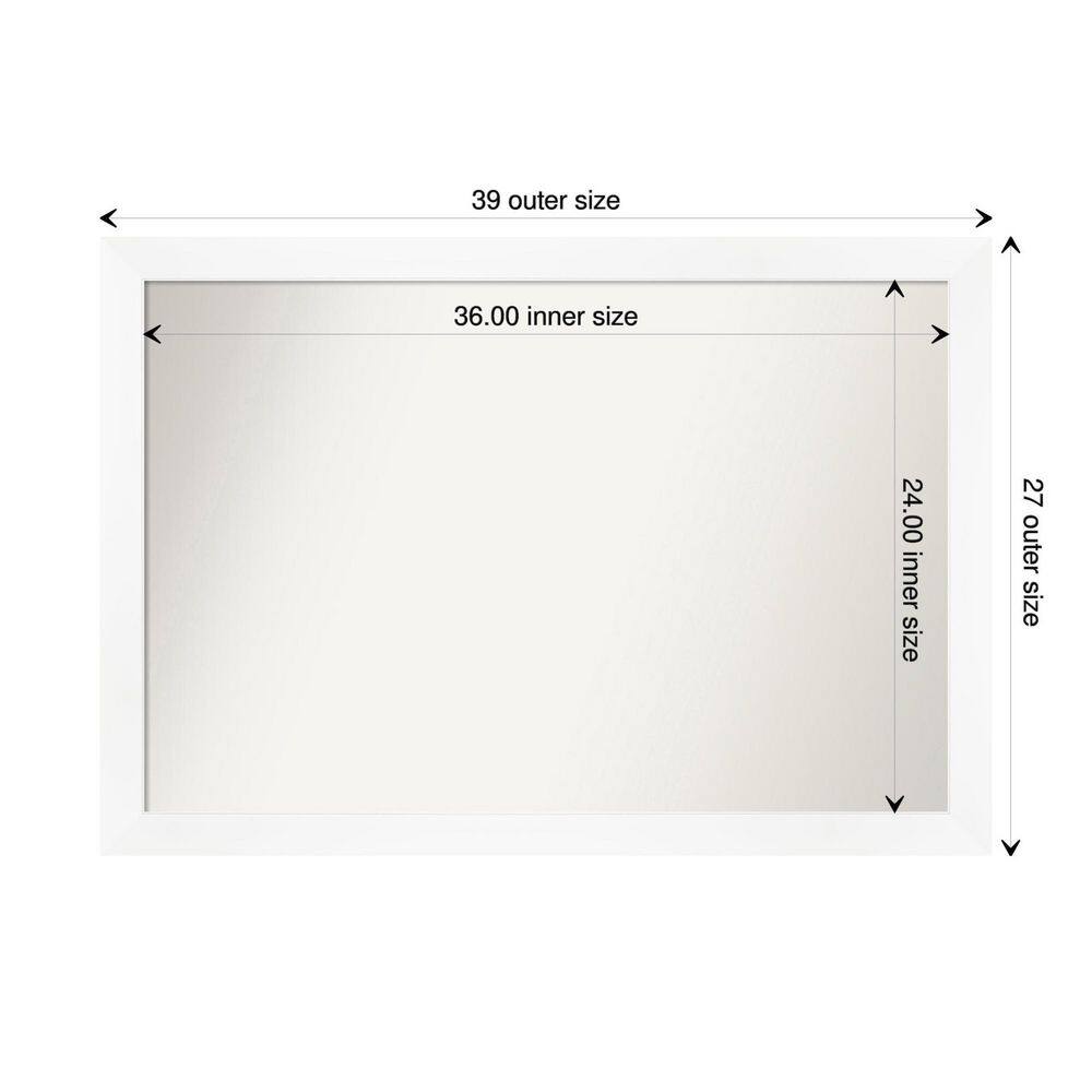 Large White Matte Wall Mounted Bathroom Mirror