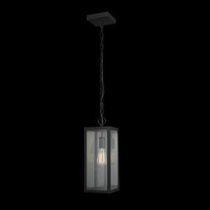 Bowery 1-Light Matte Black Outdoor/Indoor Pendant Light with Clear Glass Shade