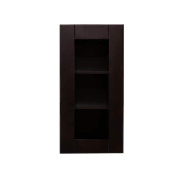 Lifeart Cabinetry Anchester Assembled 12 in. x 30 in. x 12 in. Wall Mullion Door Cabinet with 1 Door 2 Shelves in Dark Espresso