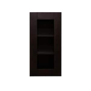 Anchester Assembled 15 in. x 30 in. x 12 in. Wall Mullion Door Cabinet with 1 Door 2 Shelves in Dark Espresso