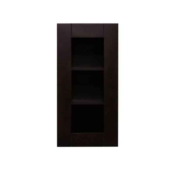 LIFEART CABINETRY Anchester Assembled 21 in. x 30 in. x 12 in. Wall Mullion Door Cabinet with 1 Door 2 Shelves in Dark Espresso